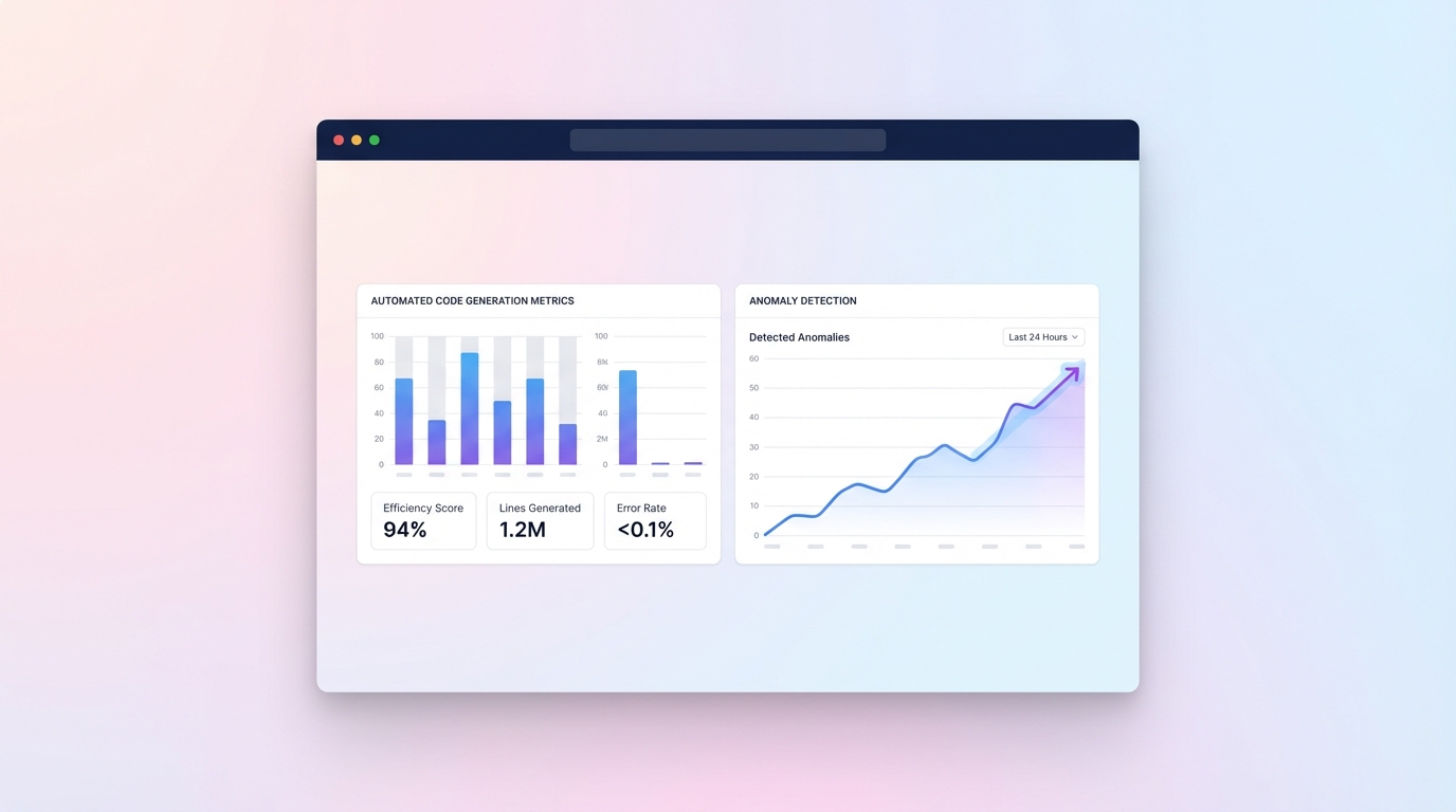 AI impact dashboard showing both rapid efficiency gains and rising defect anomalies