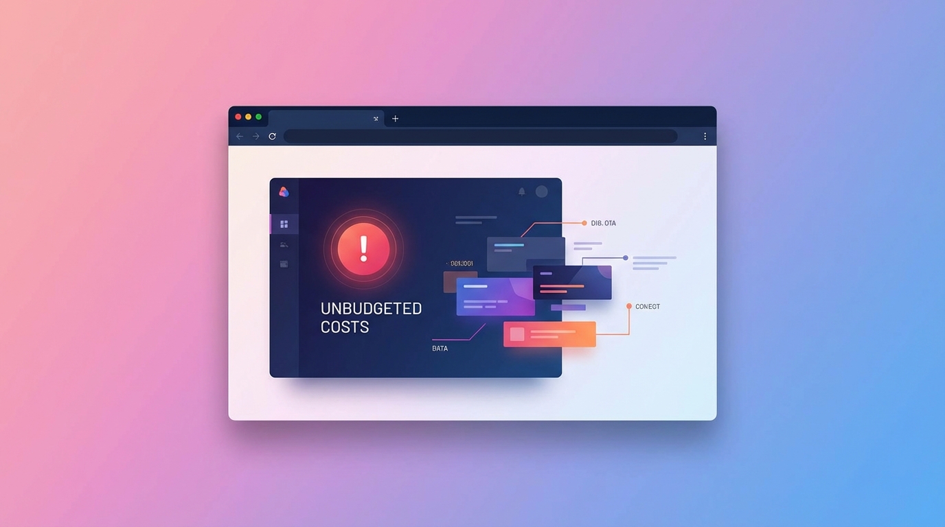 Dashboard alert showing fragmented digital blocks representing technical risks
